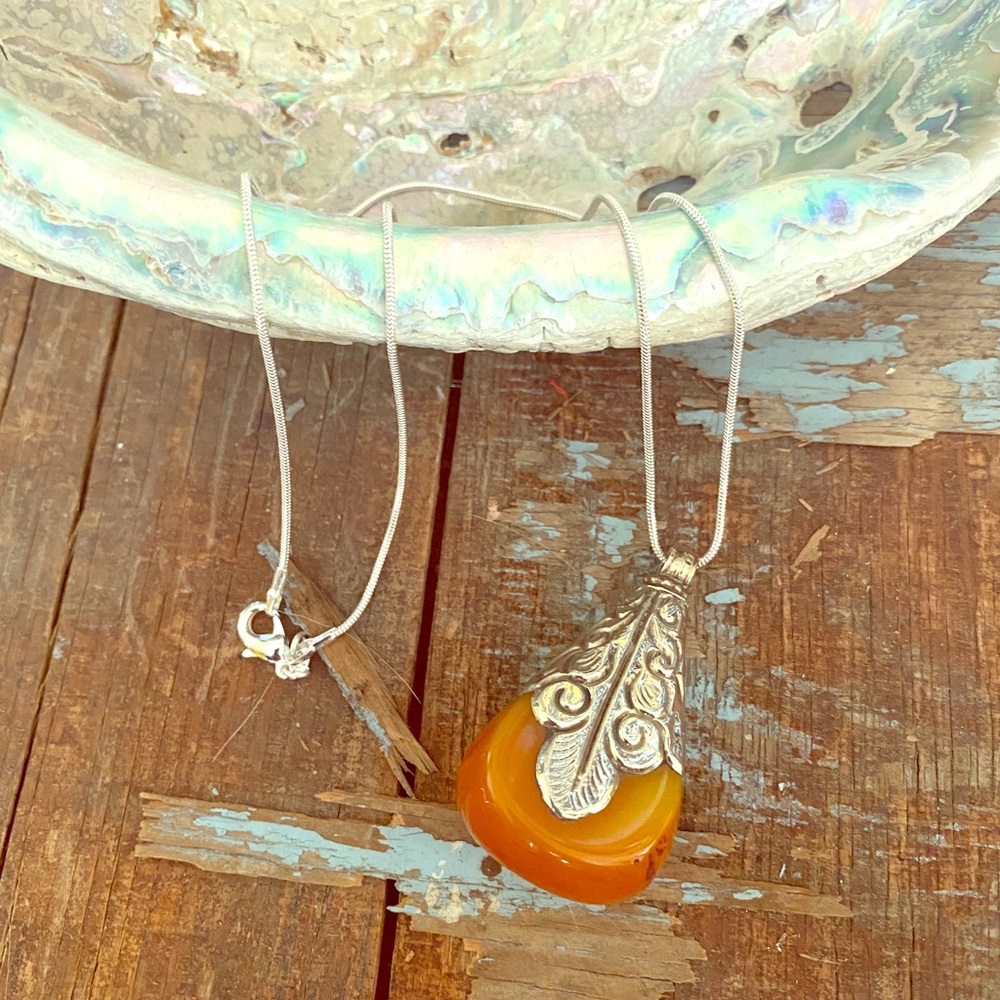 Boho Sterling And Semiprecious Stone Necklace